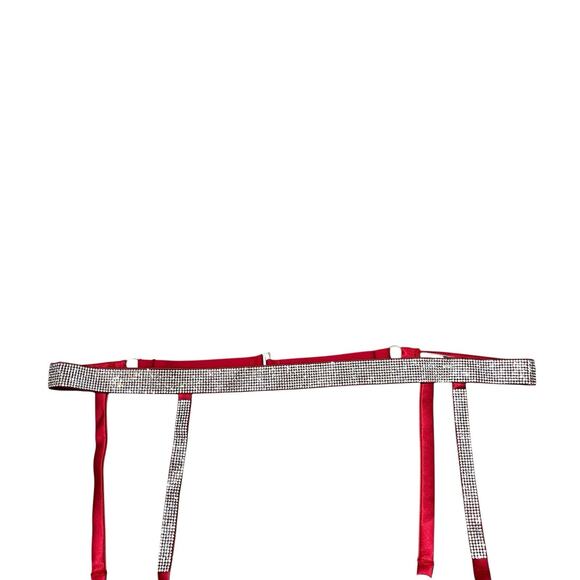 Victoria's Secret M/L Red Satin Rhinestone Adjustable Lingerie Garter Belt - Picture 3 of 6